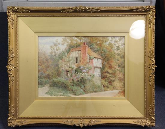 Thomas Nicholson Tyndale (1858-1936) Cottages and gardens 9 x 13in.